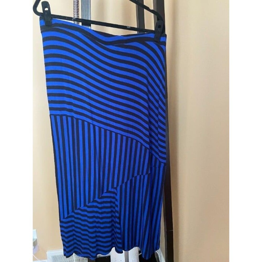 Apt 9 Petite XL Striped Geometric Maxi Skirt Royal Blue Black Stretch Jersey